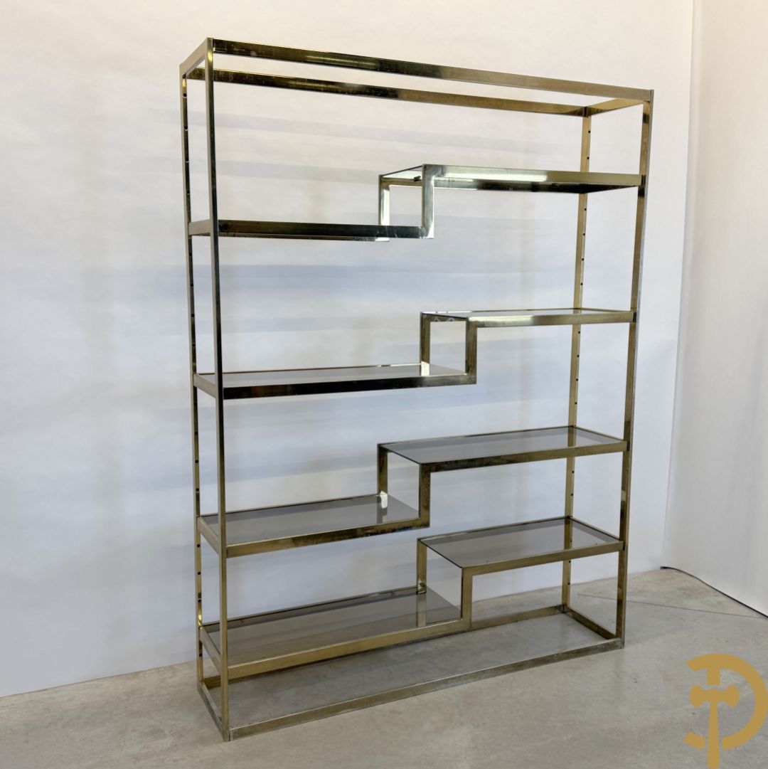 Etagère Belgochrom met fumé glas, jaren 