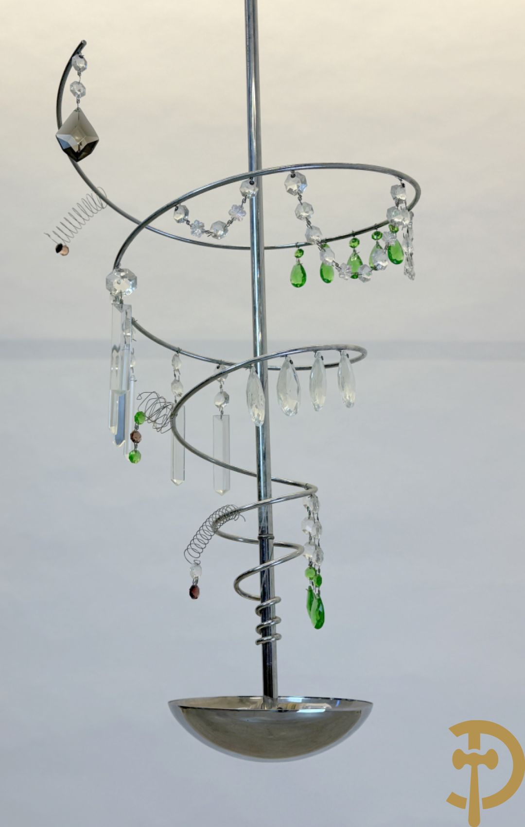 Vintage chromé luchter in spiraalvorm met bellen, Artemide gemerkt Milano Torno