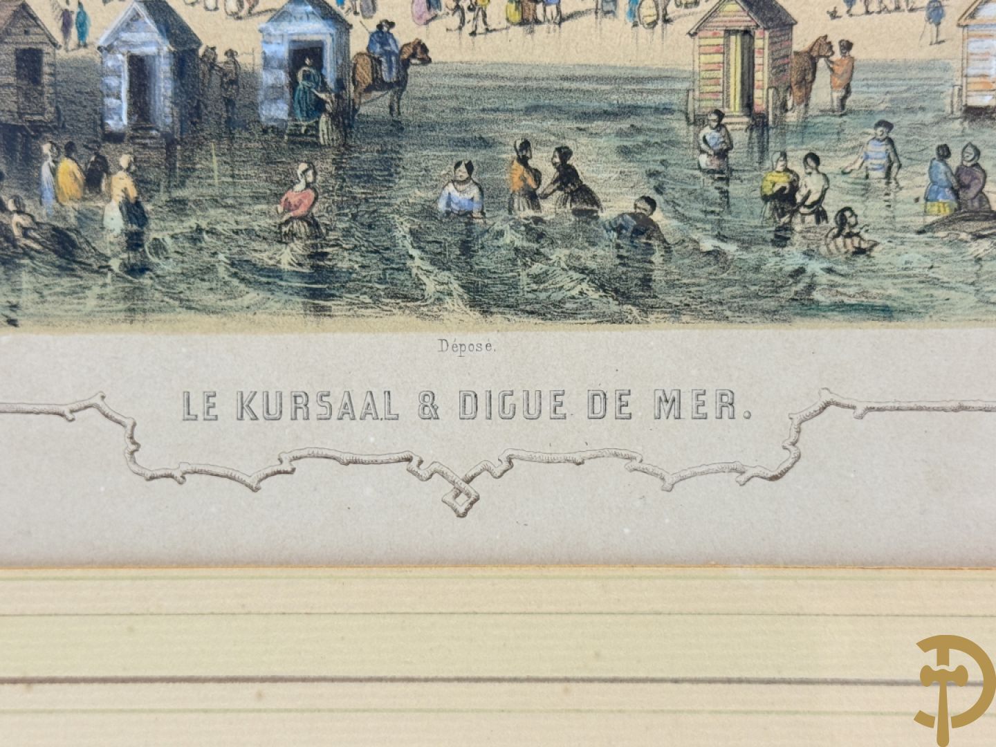 BORREMANS H. (4 stuks) en BUFFA (2 stuks) en CARSE (1 stuk) van - Zeven ingekleurde gravures van Oostende met o.a. Kursaal, vuurtoren, station en pier