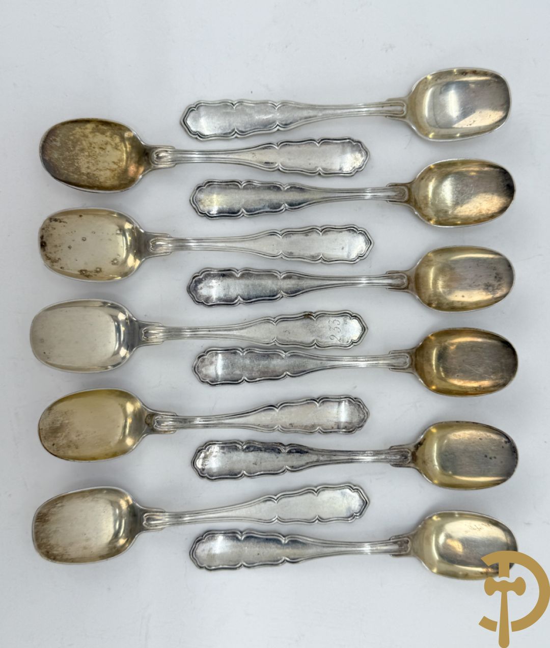 11 massief zilveren ijslepels + 6 koffielepels in massief zilver