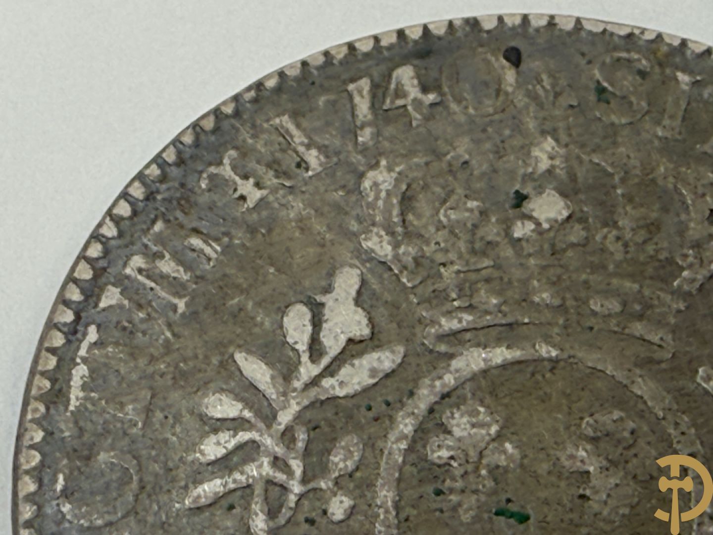 Antieke 18e Franse zilveren munt van Lodewijk XV, gedateerd 1740