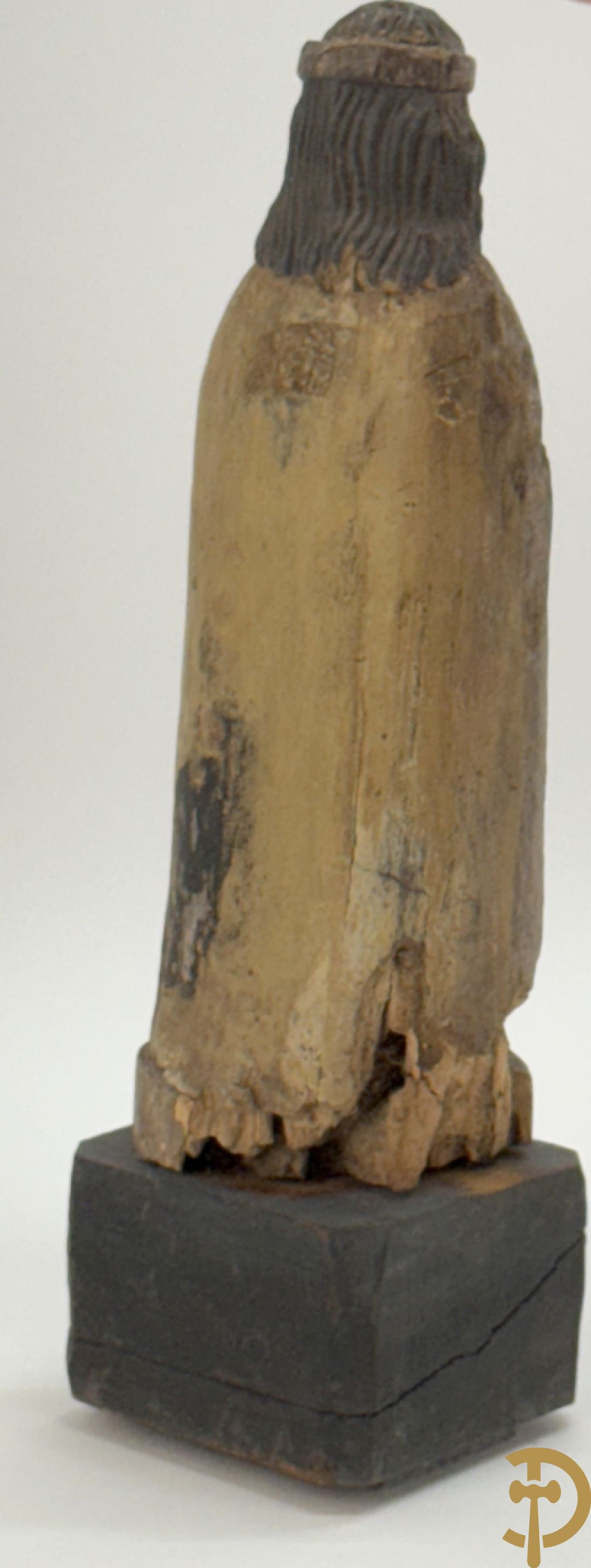 Volkse houtsculptuur van Heilige figuur met lam