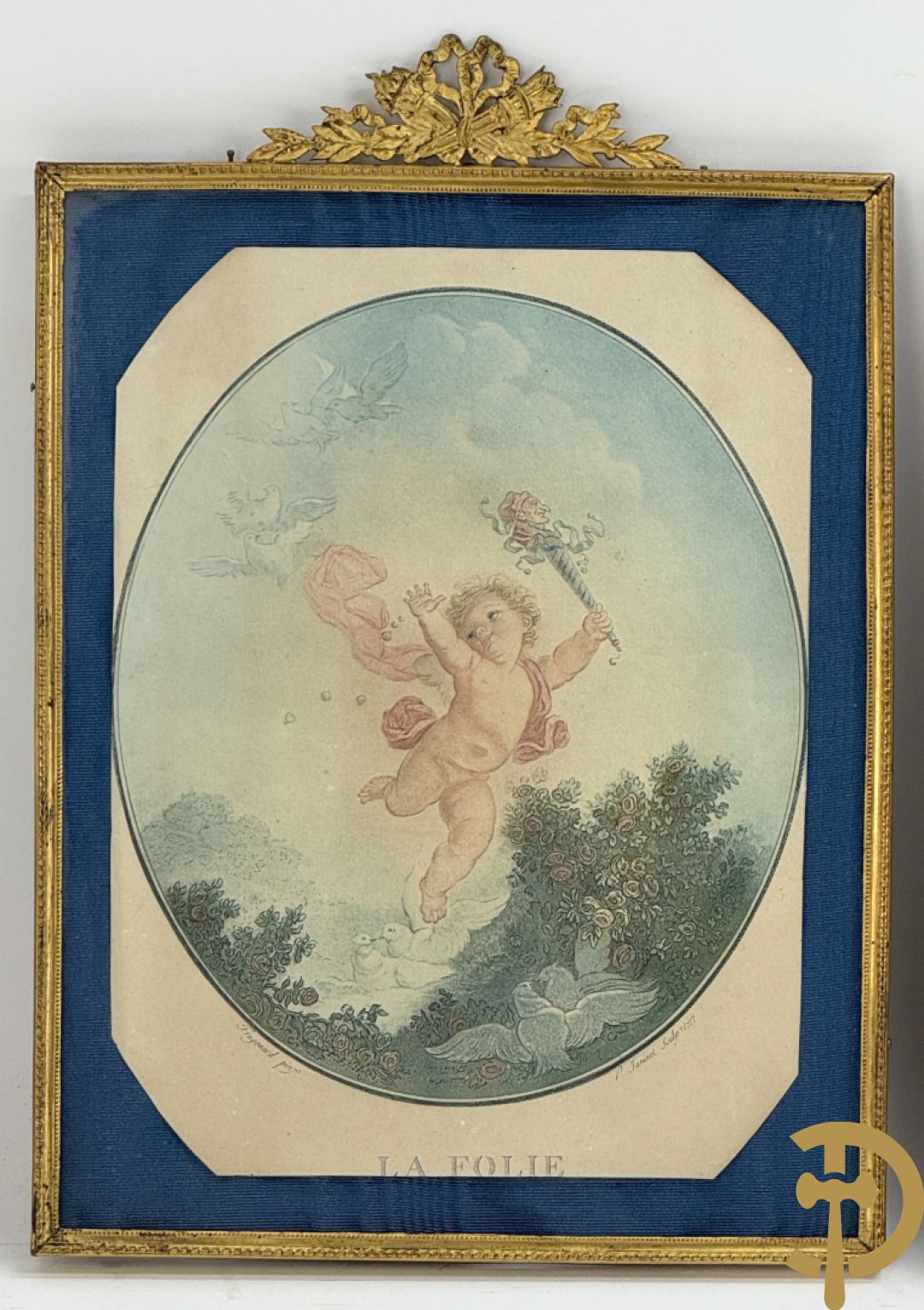 Paar koperen stijlkaders met Louis XVI strik