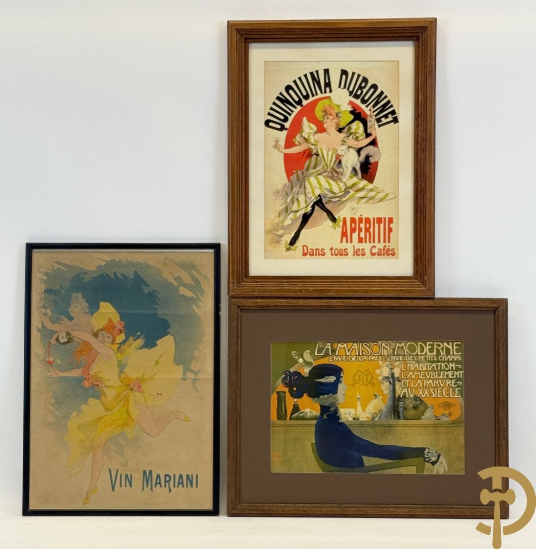 Drie ingelijste reclames/affiches 