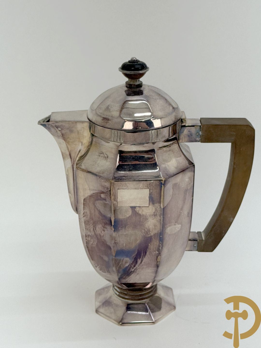 Verzilverd Art Deco koffie-en theestel op onderschaal