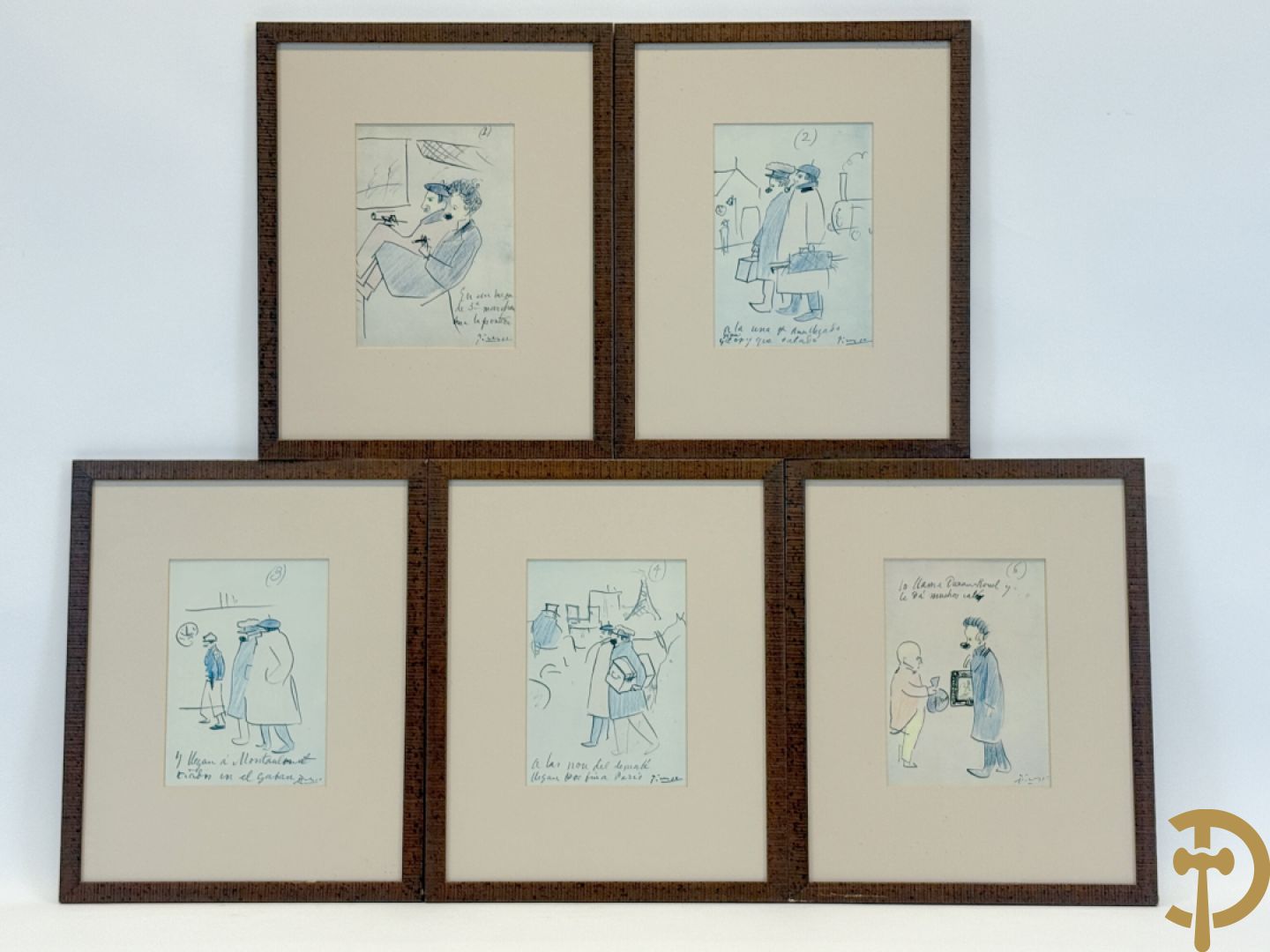 PICASSO (naar) Vijf ludieke prenten met personages - seriegrafieën