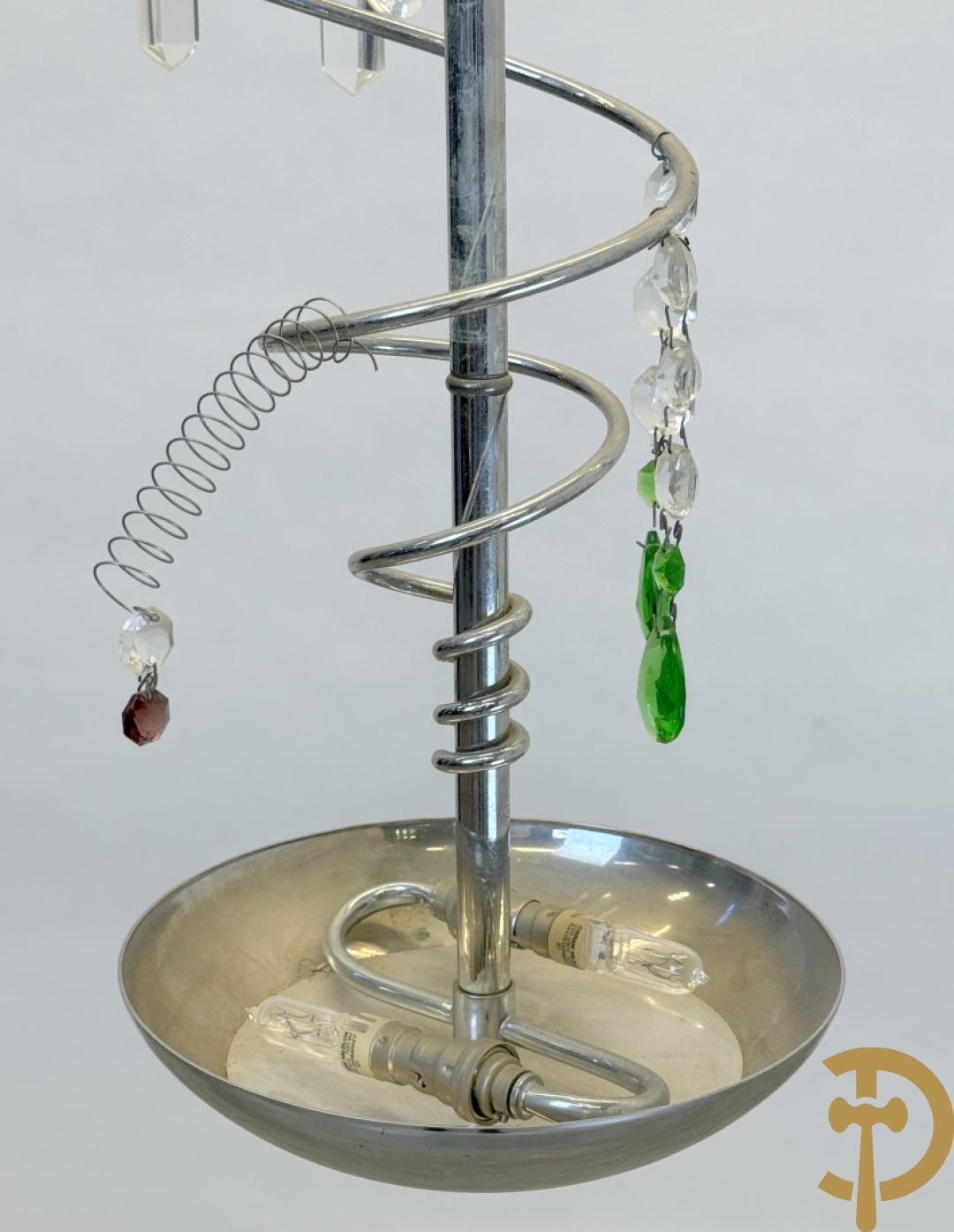 Vintage chromé luchter in spiraalvorm met bellen, Artemide gemerkt Milano Torno