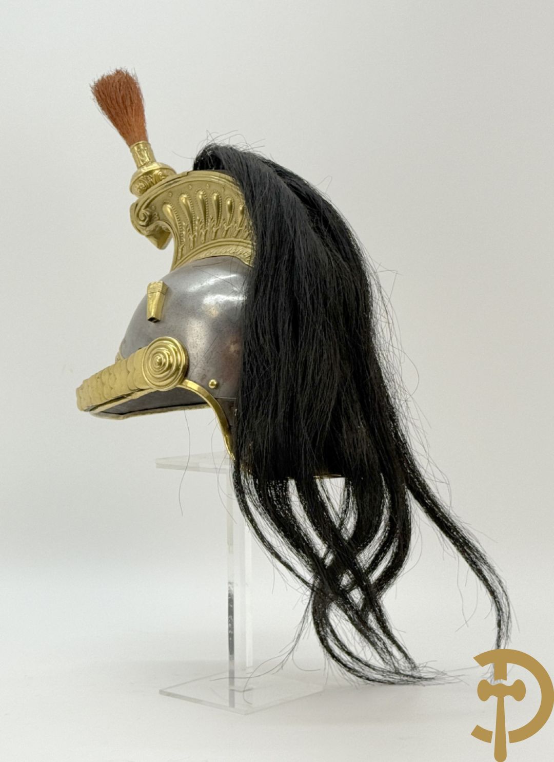 Franse kurassiershelm met kam en paardenhaar, 19e