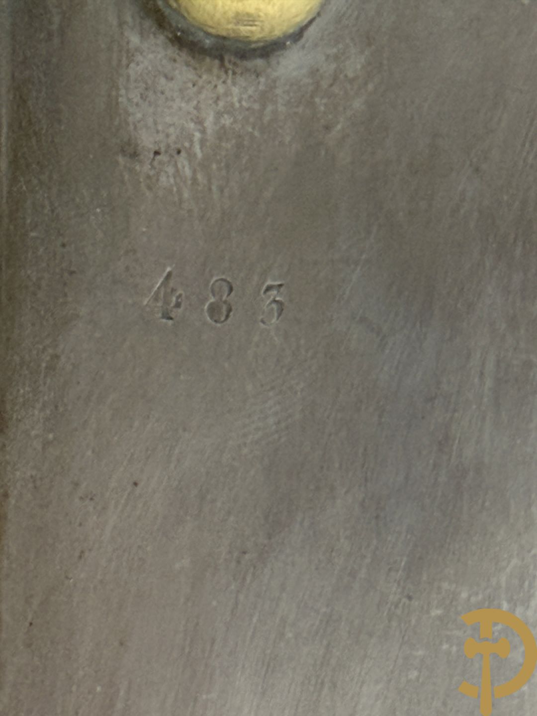 Frans metalen borststuk/ kuras voor de cavalerie met lederen riem en koperen stukken, Manufacture de Klingenthal 1828, 19e
