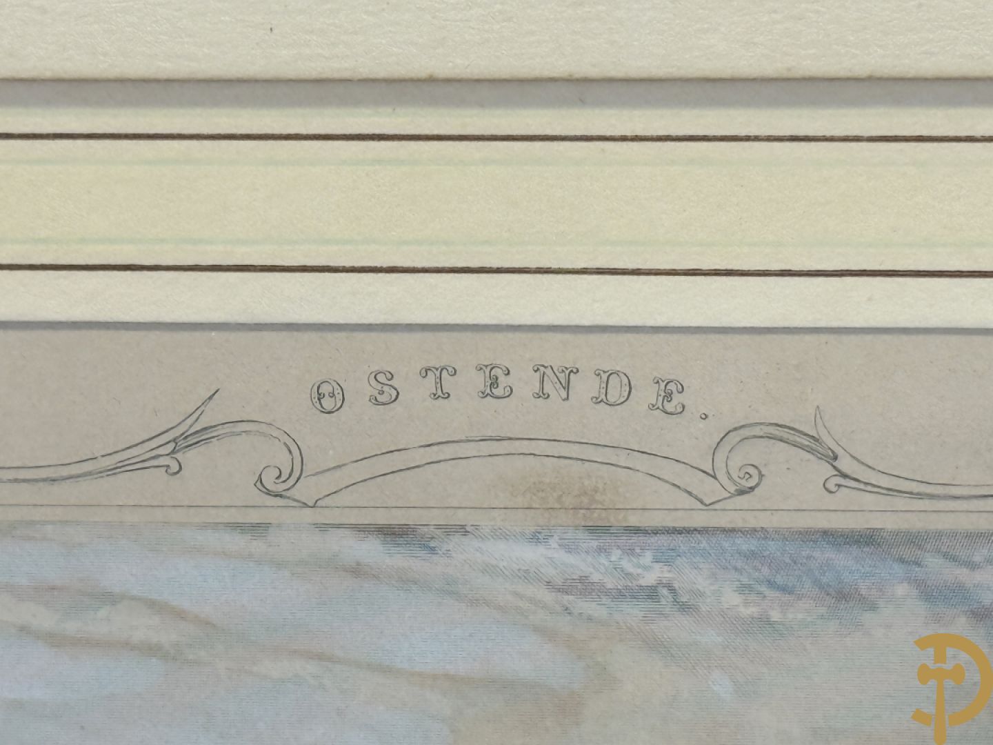 BORREMANS H. (4 stuks) en BUFFA (2 stuks) en CARSE (1 stuk) van - Zeven ingekleurde gravures van Oostende met o.a. Kursaal, vuurtoren, station en pier