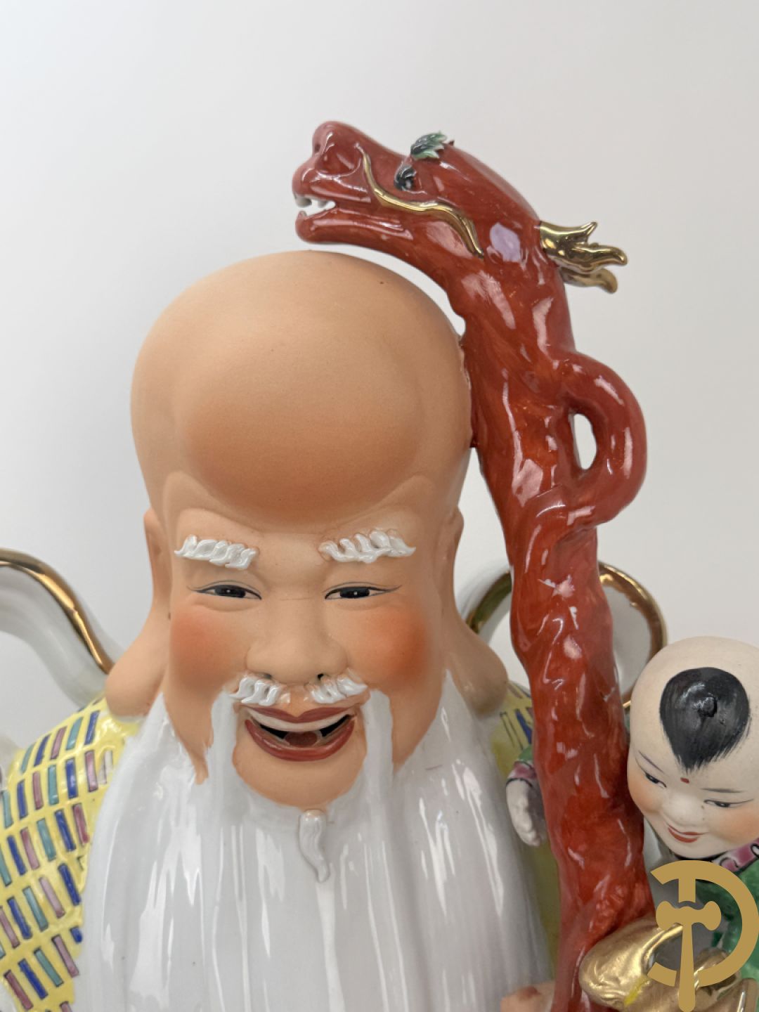 Drie porseleinen wijsgeren, de Chinese geluksgoden Fu Lu Shou, jaren 