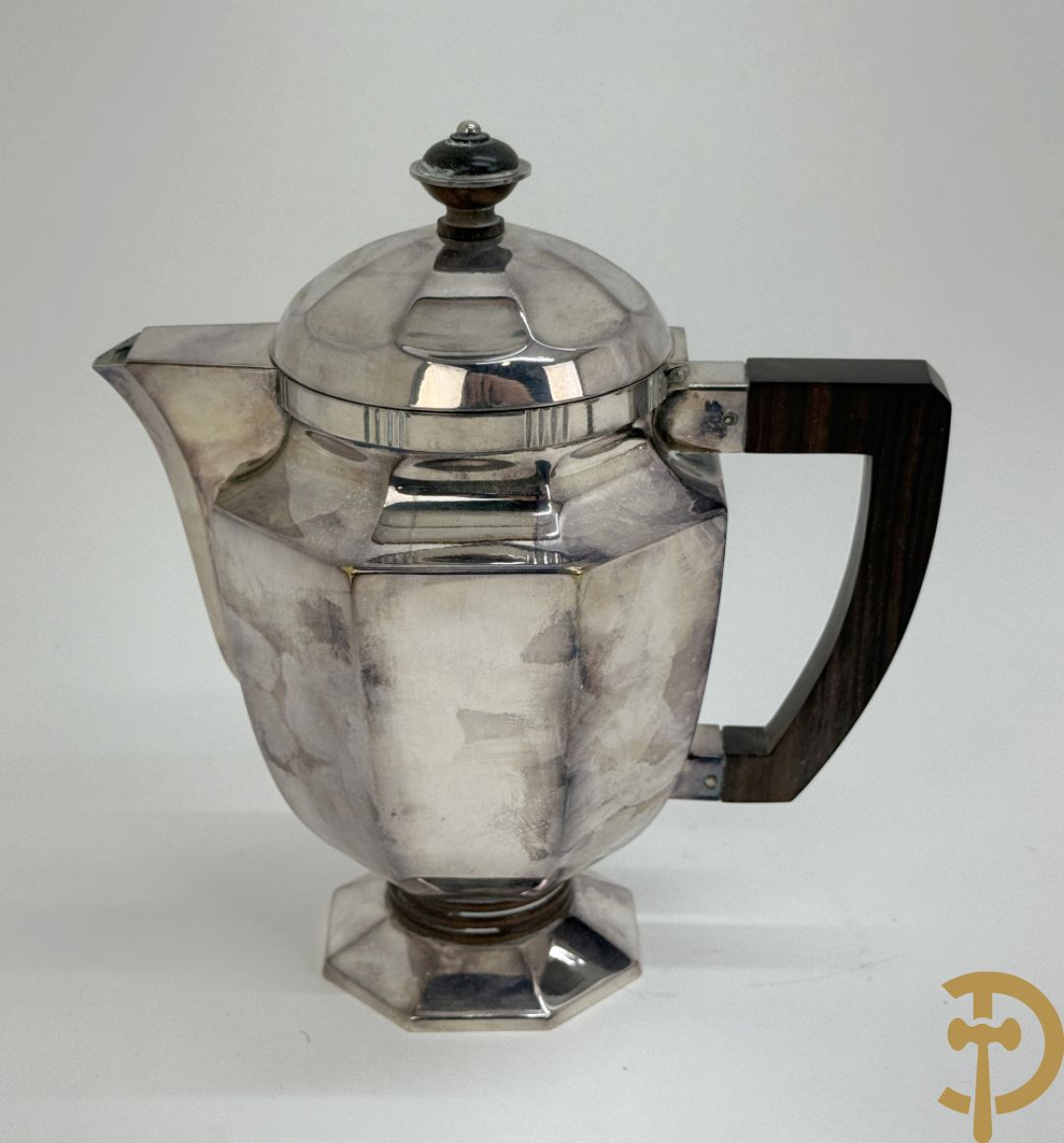 Verzilverd Art Deco koffie-en theestel op onderschaal
