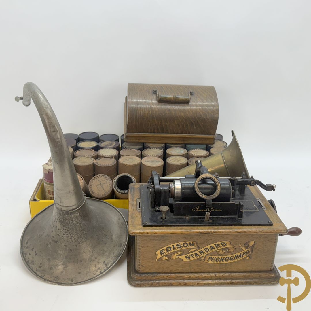 Edison Standard fonograaf met 2 hoorns en rollen (zonder naald)