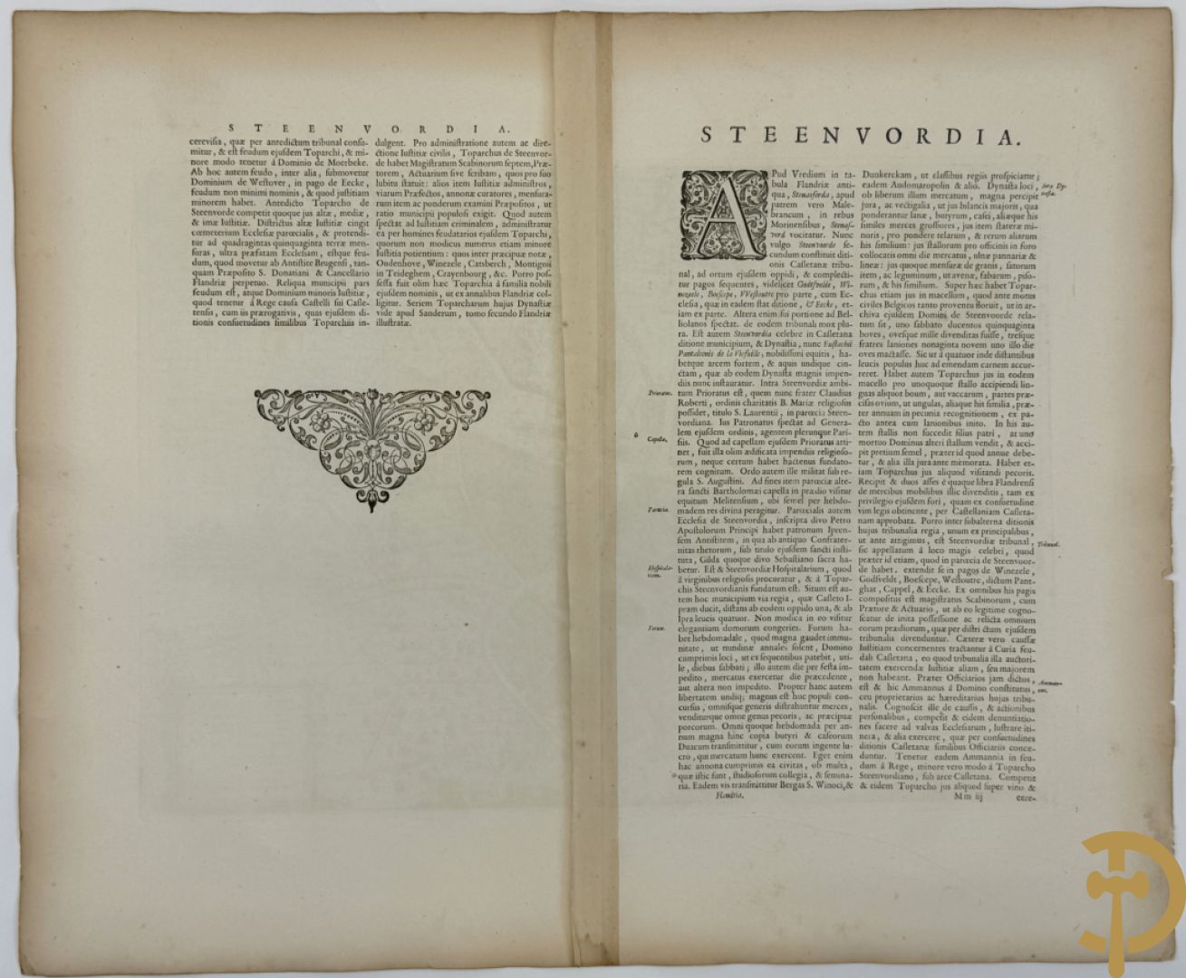Oud ingekleurde kaart Blaue van Steenvoorde