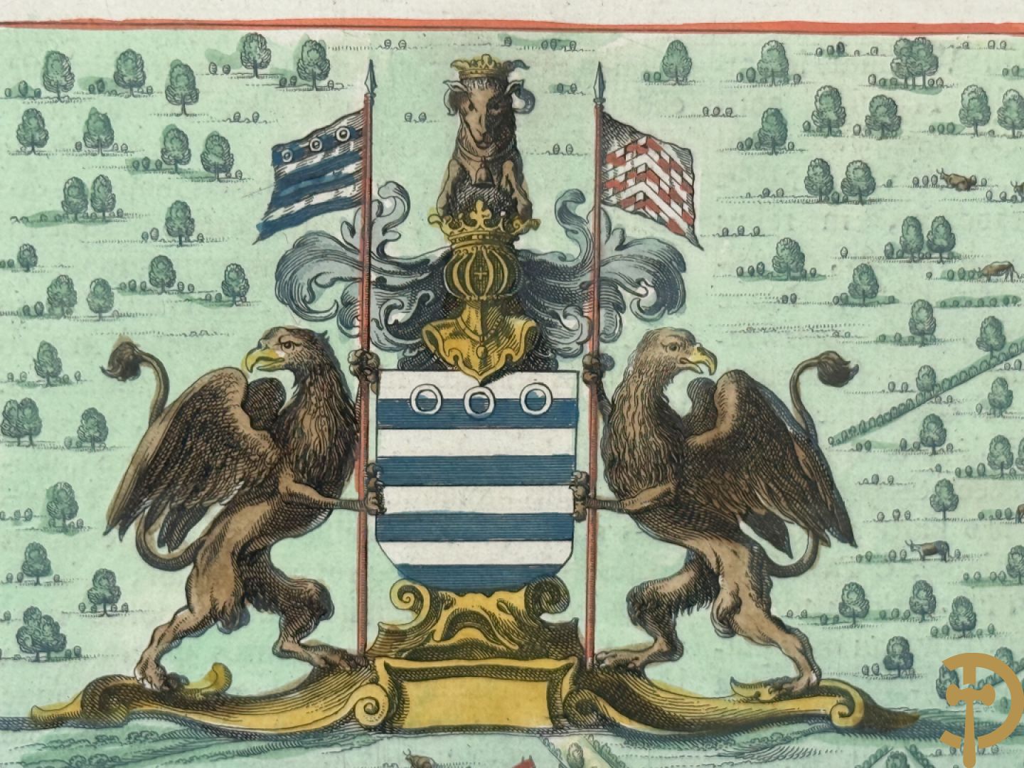 Oud ingekleurde kaart Blaue van Steenvoorde