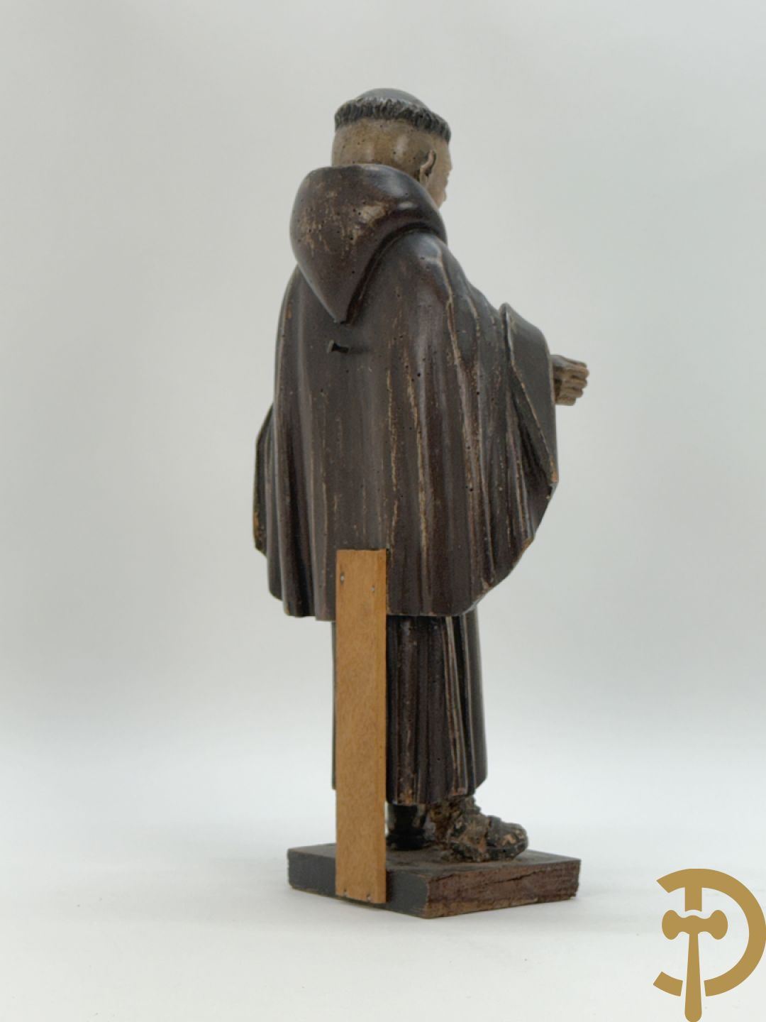Gepolychromeerde Vlaamse houtsculptuur Sint-Antonius
