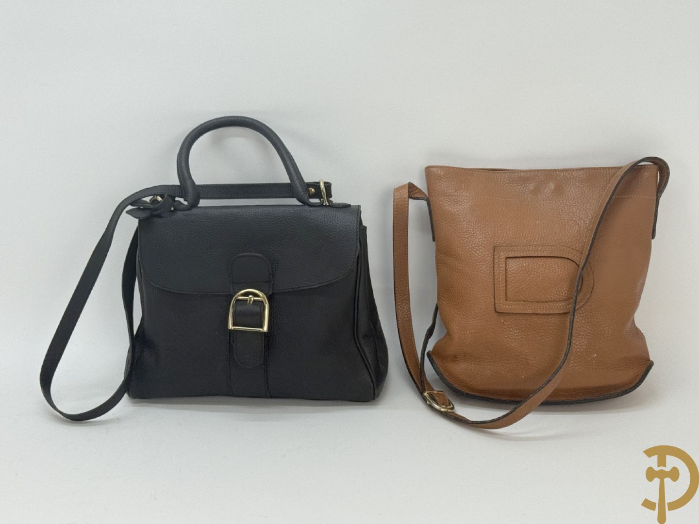 Zwarte en cognackleurige replica Delvaux handtassen