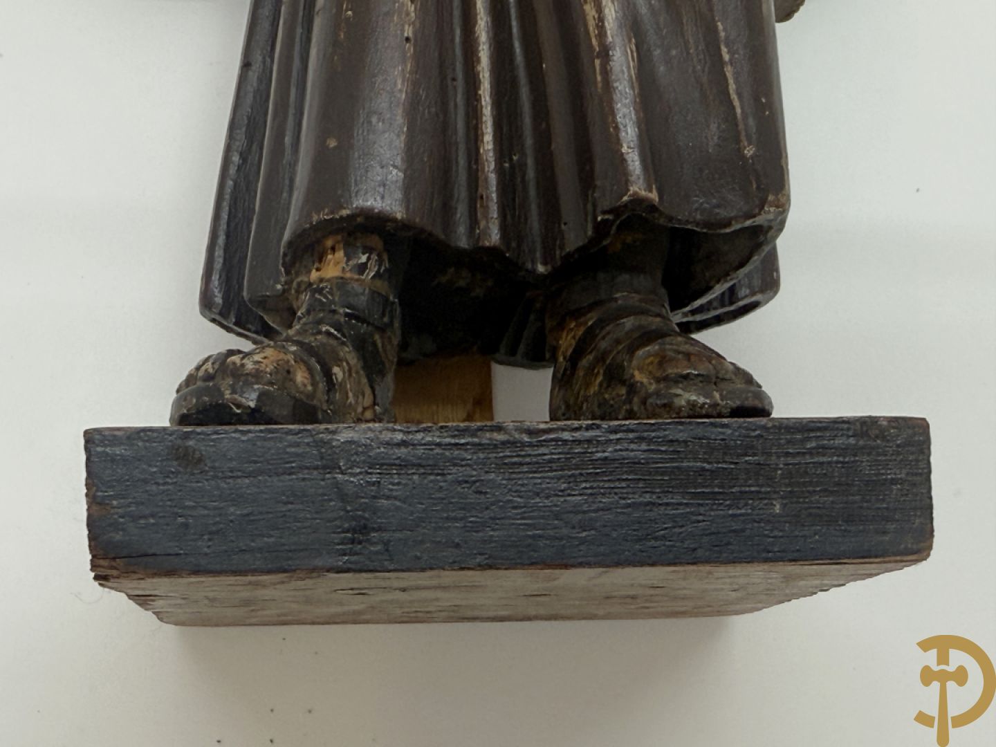 Gepolychromeerde Vlaamse houtsculptuur Sint-Antonius