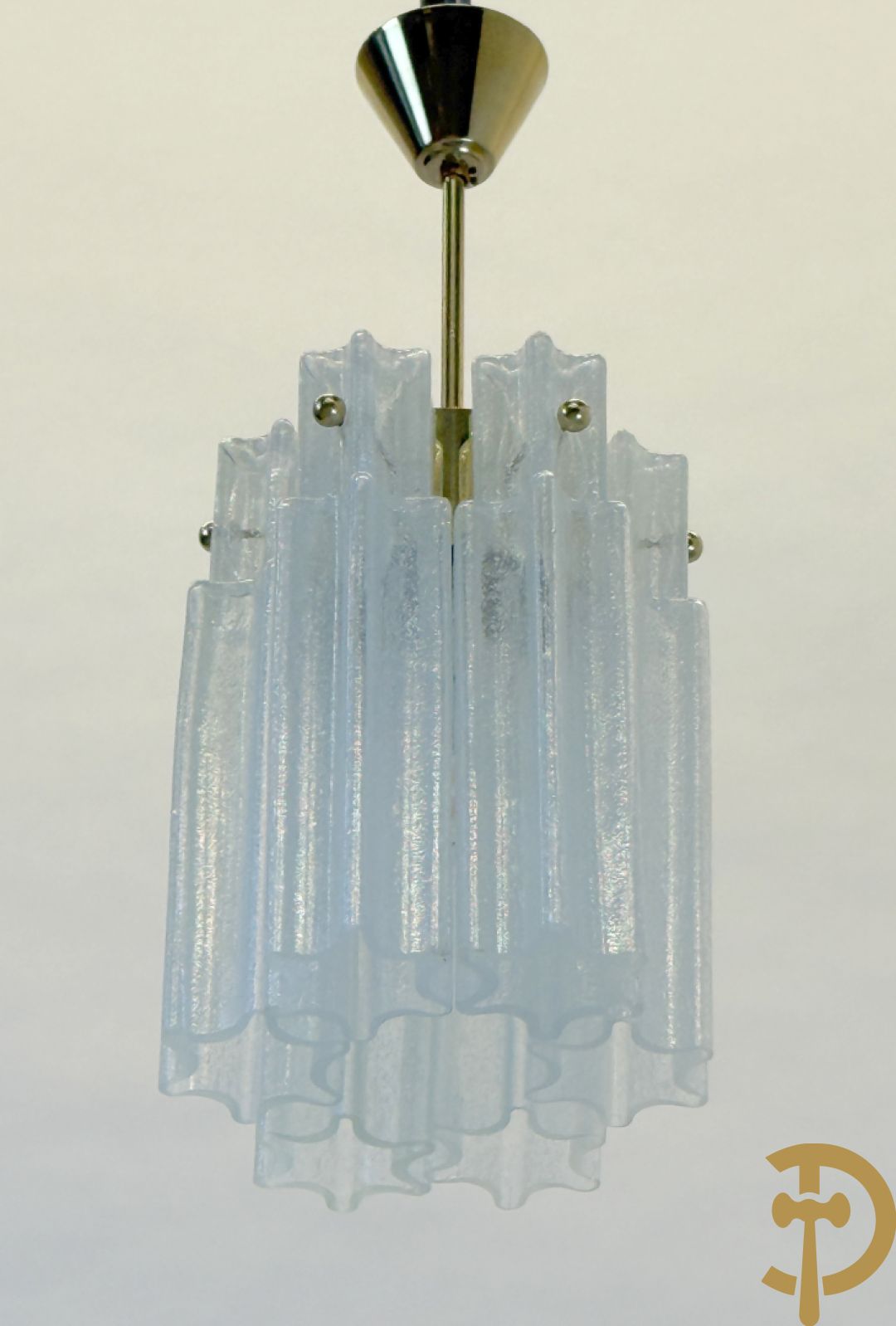 Vintage Murano hall lamp met 6 matglazen hangers