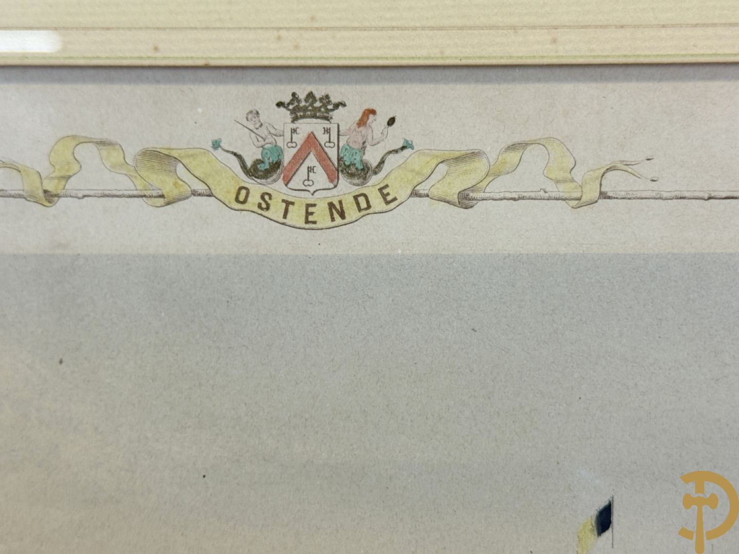 BORREMANS H. (4 stuks) en BUFFA (2 stuks) en CARSE (1 stuk) van - Zeven ingekleurde gravures van Oostende met o.a. Kursaal, vuurtoren, station en pier