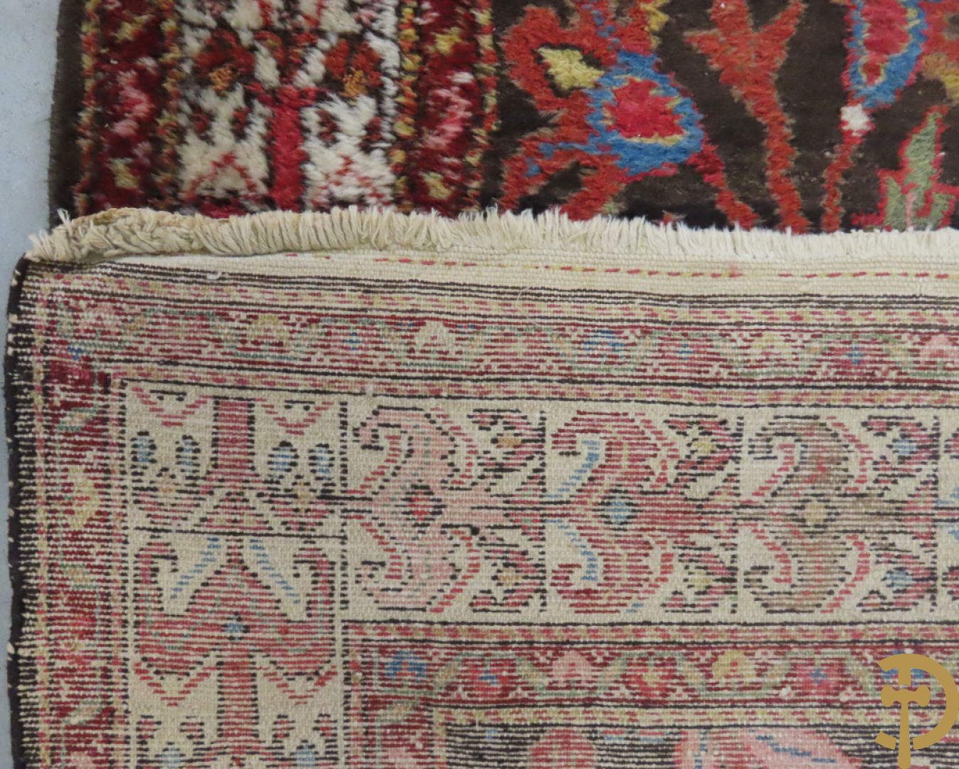 Oosterse handgeknoopte lange loper met bloemendecor