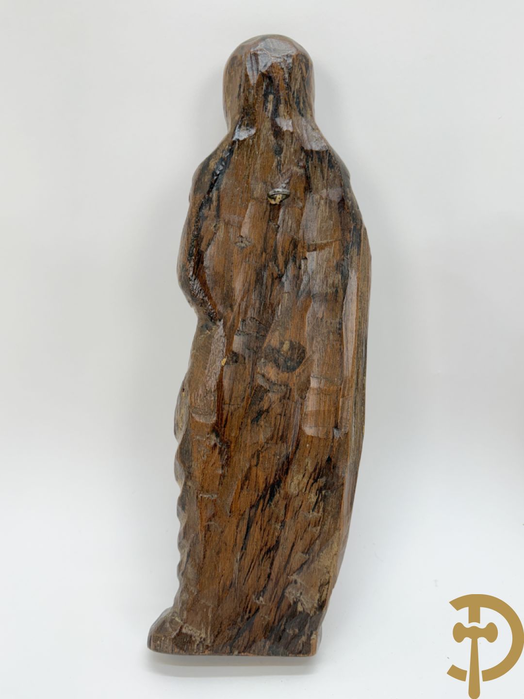 Houtgesculpteerde en vergulde Madonna met kind + gepolychromeerde houten Christusfiguur