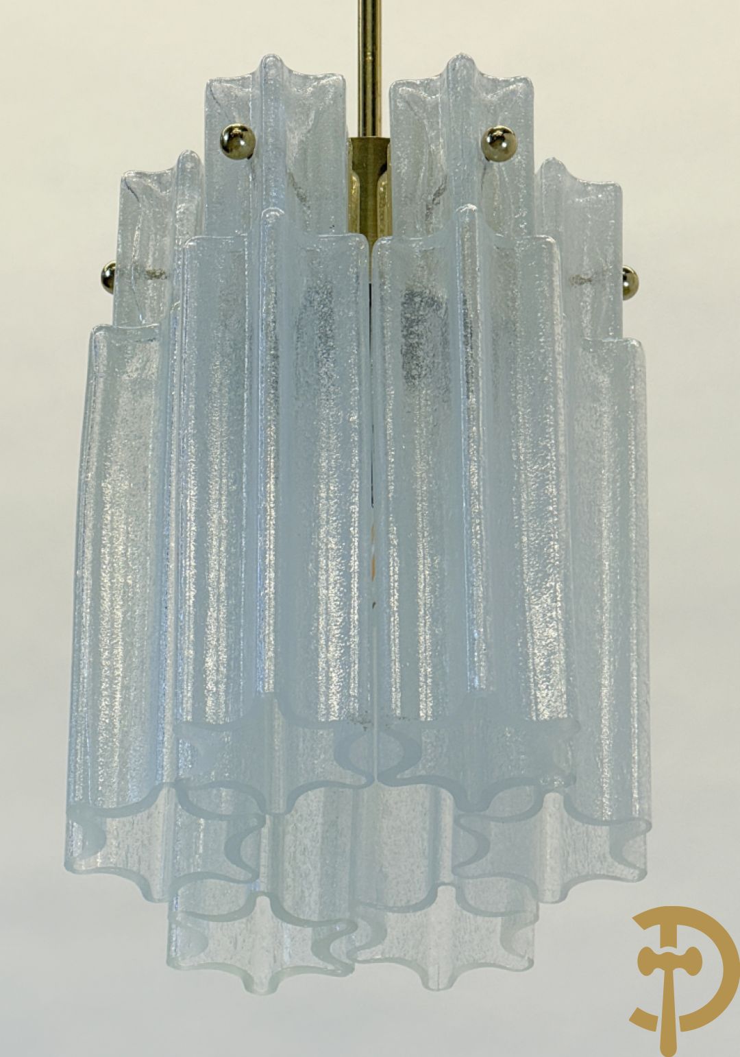 Vintage Murano hall lamp met 6 matglazen hangers