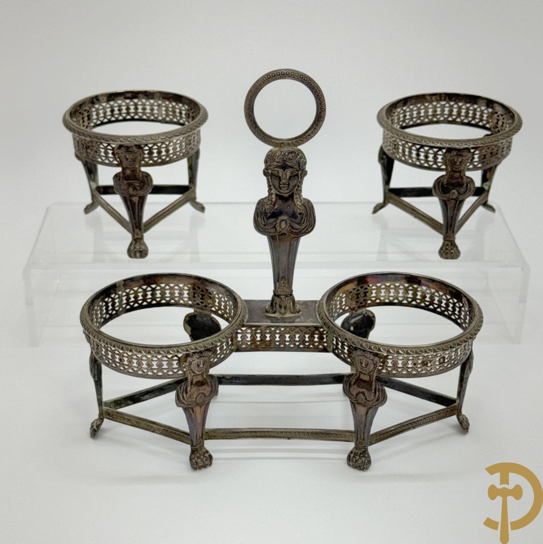 Drie massief zilveren Empire houders, gemerkt AM monogram