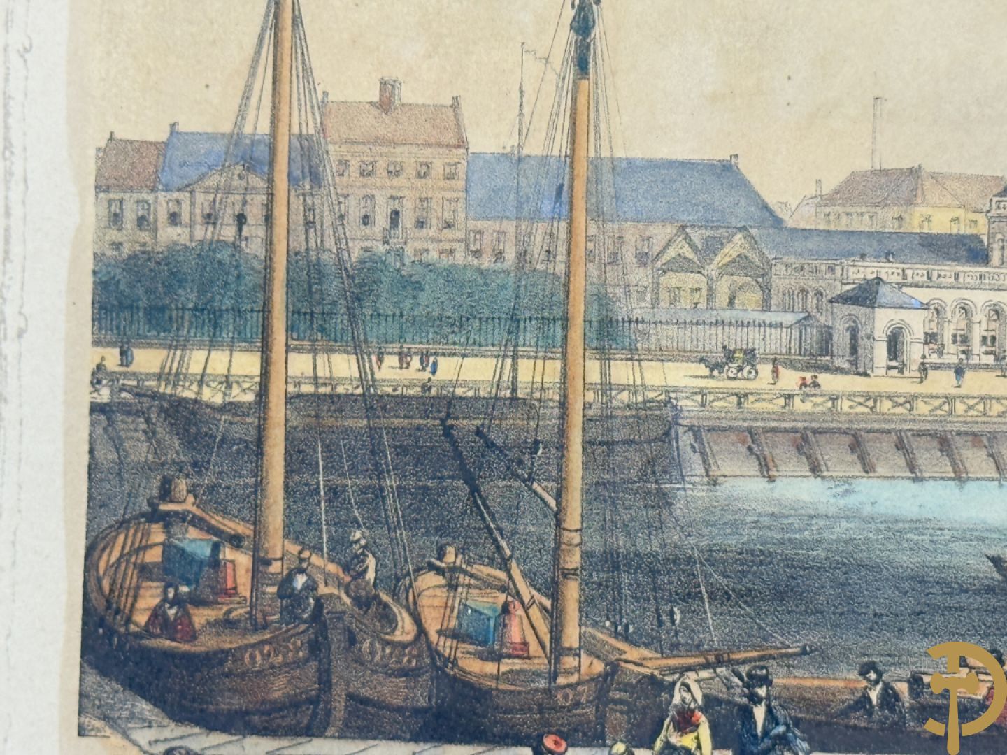 BORREMANS H. (4 stuks) en BUFFA (2 stuks) en CARSE (1 stuk) van - Zeven ingekleurde gravures van Oostende met o.a. Kursaal, vuurtoren, station en pier