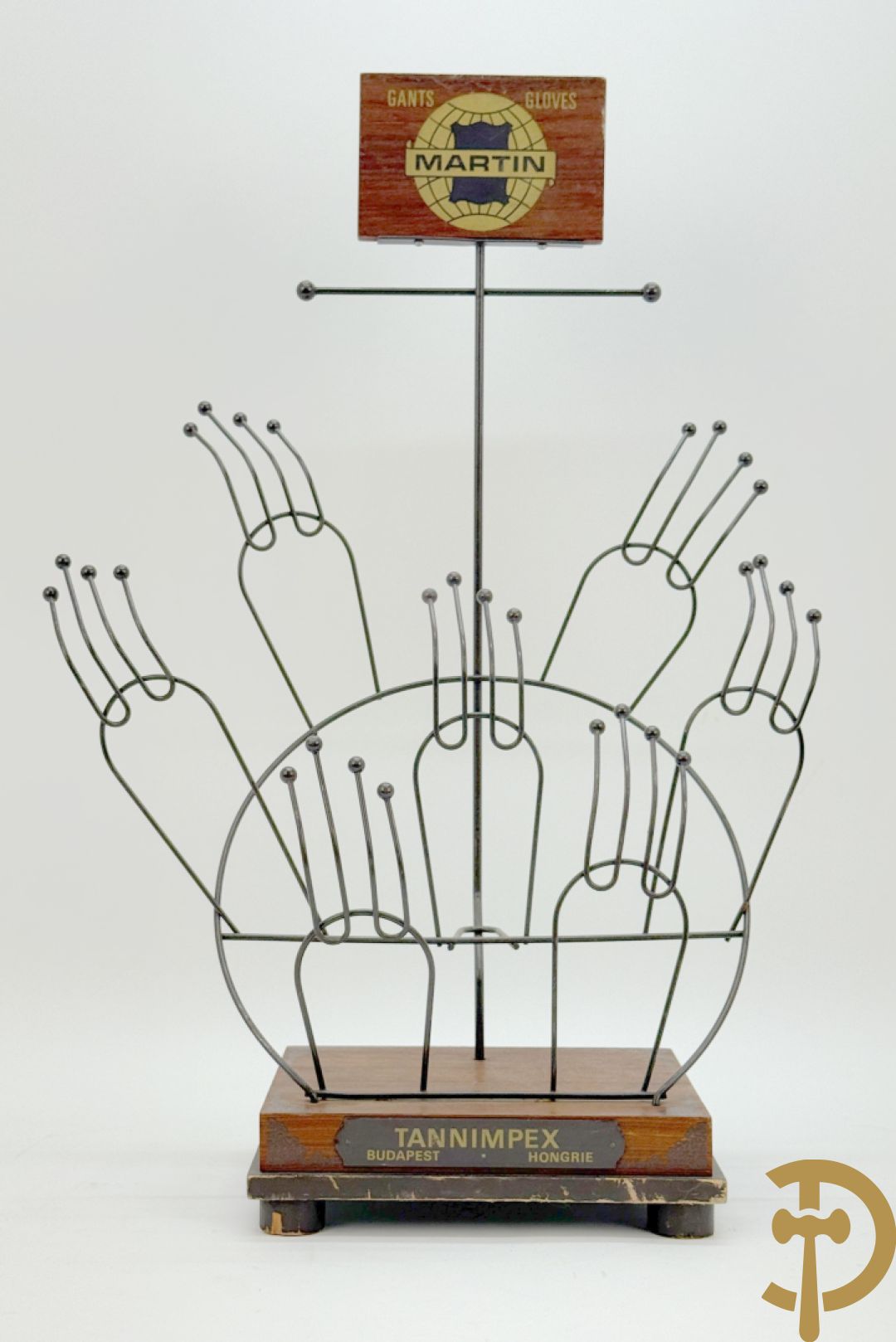 Vintage reclamerek met metalen frame voor dameshandschoenen, Gants, Gloves Martin