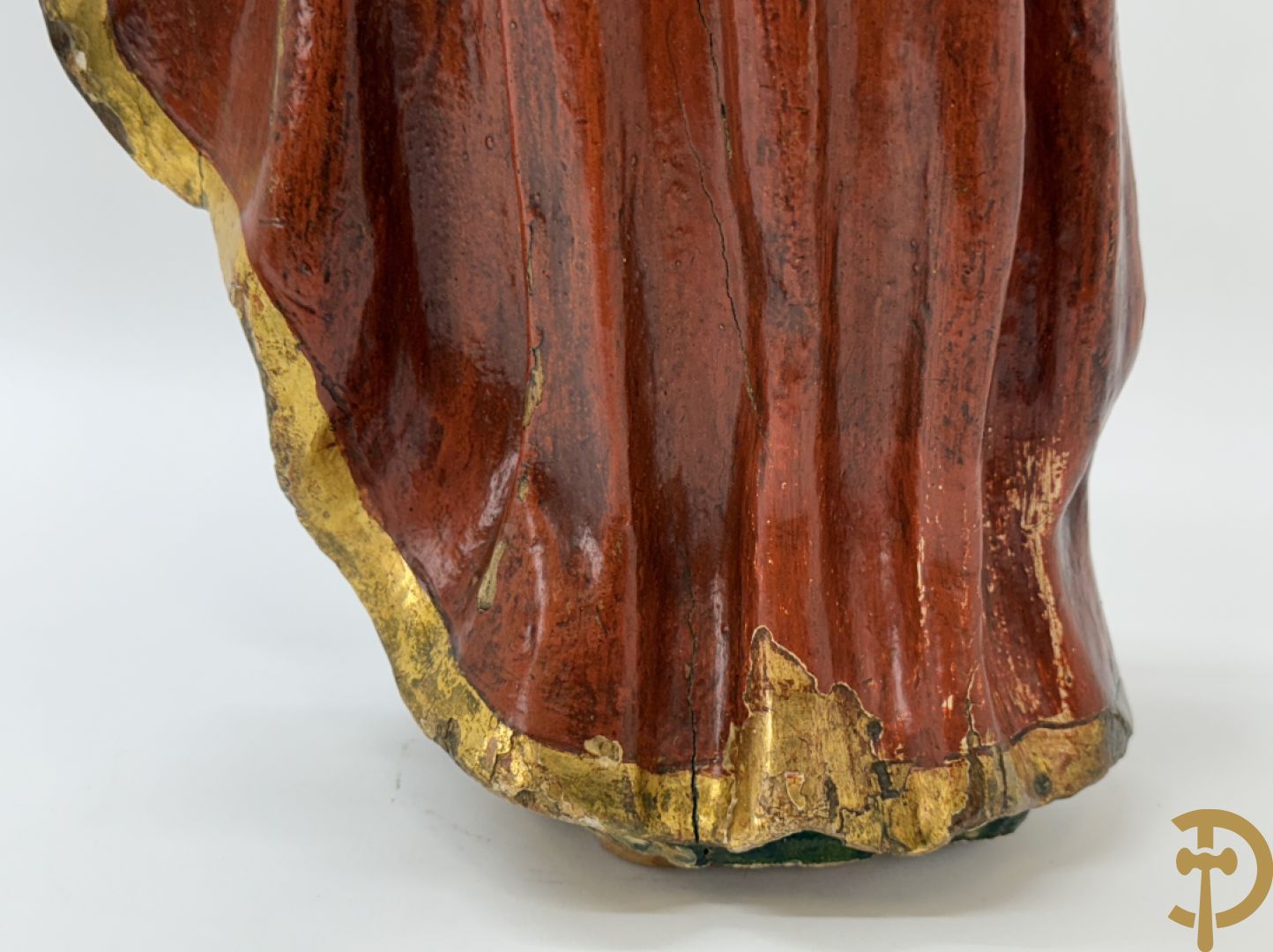 Gepolychromeerde houtsculptuur van Jozef met kindje Jezus