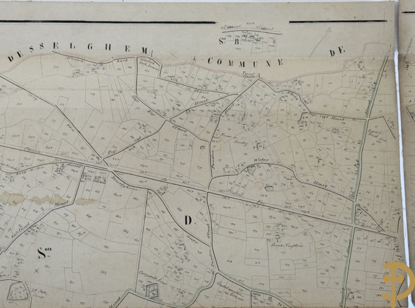 Drie oude kaarten van kasteelzichten : Demoude, d