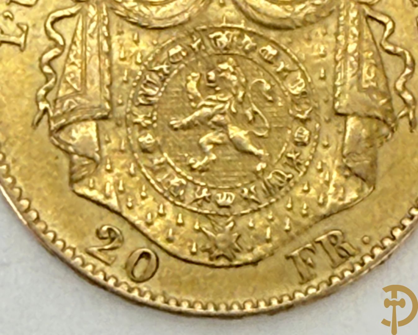 Belgische gouden 20 Franc uit 1868 met afbeelding van Leopold II
