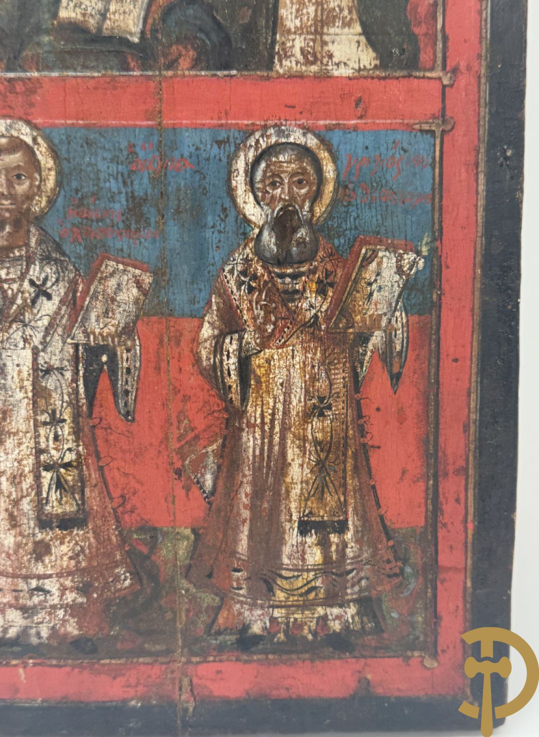 Russische ikoon met voorstelling van zes Heiligen