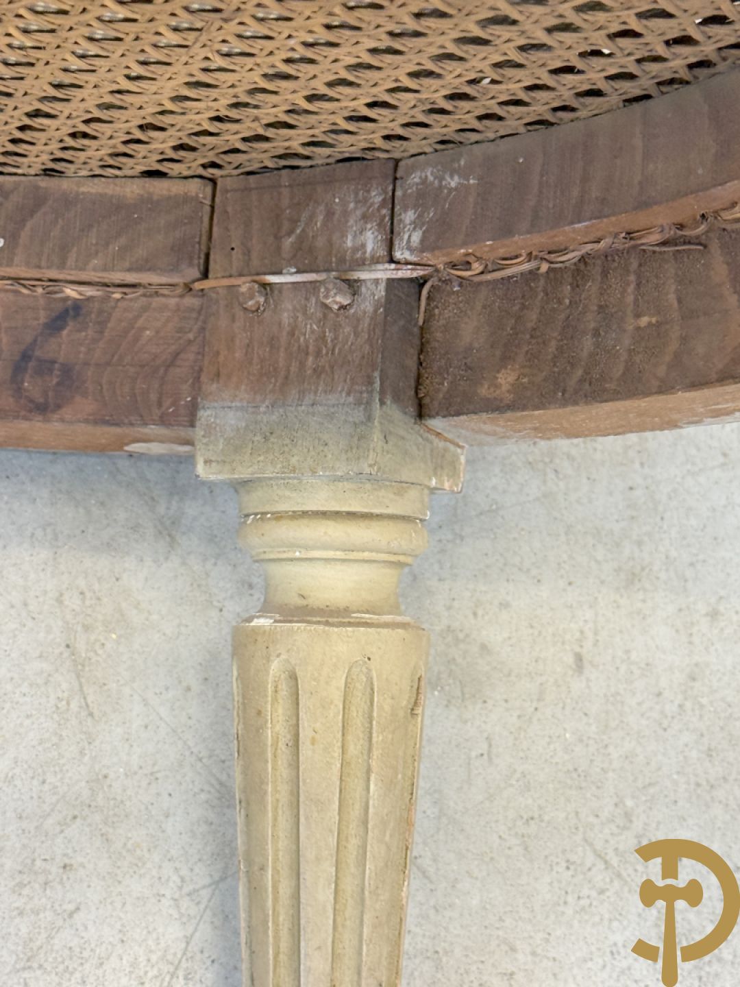 Louis XVI duchesse brisée met dubbele canage, gepatineerd, 19e