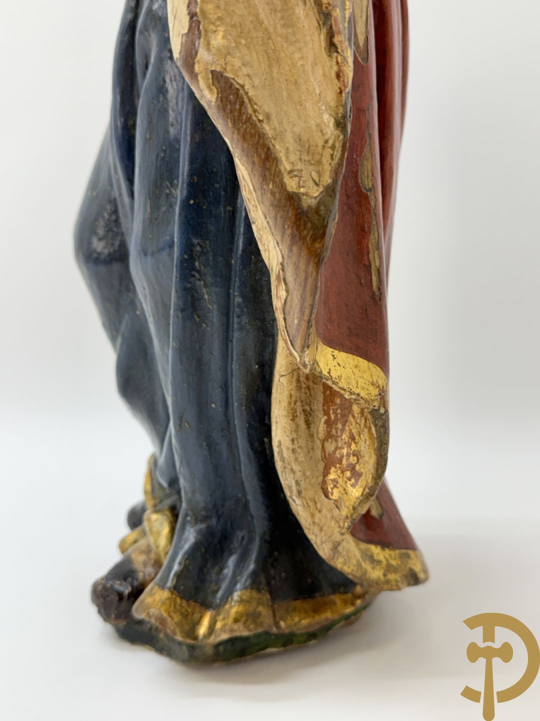 Gepolychromeerde houtsculptuur van Jozef met kindje Jezus