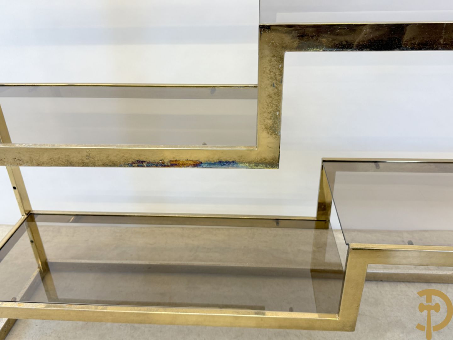 Etagère Belgochrom met fumé glas, jaren 