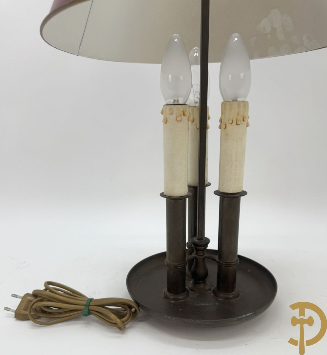 Twee lampes bouillotte in koper met 3 lichtpunten