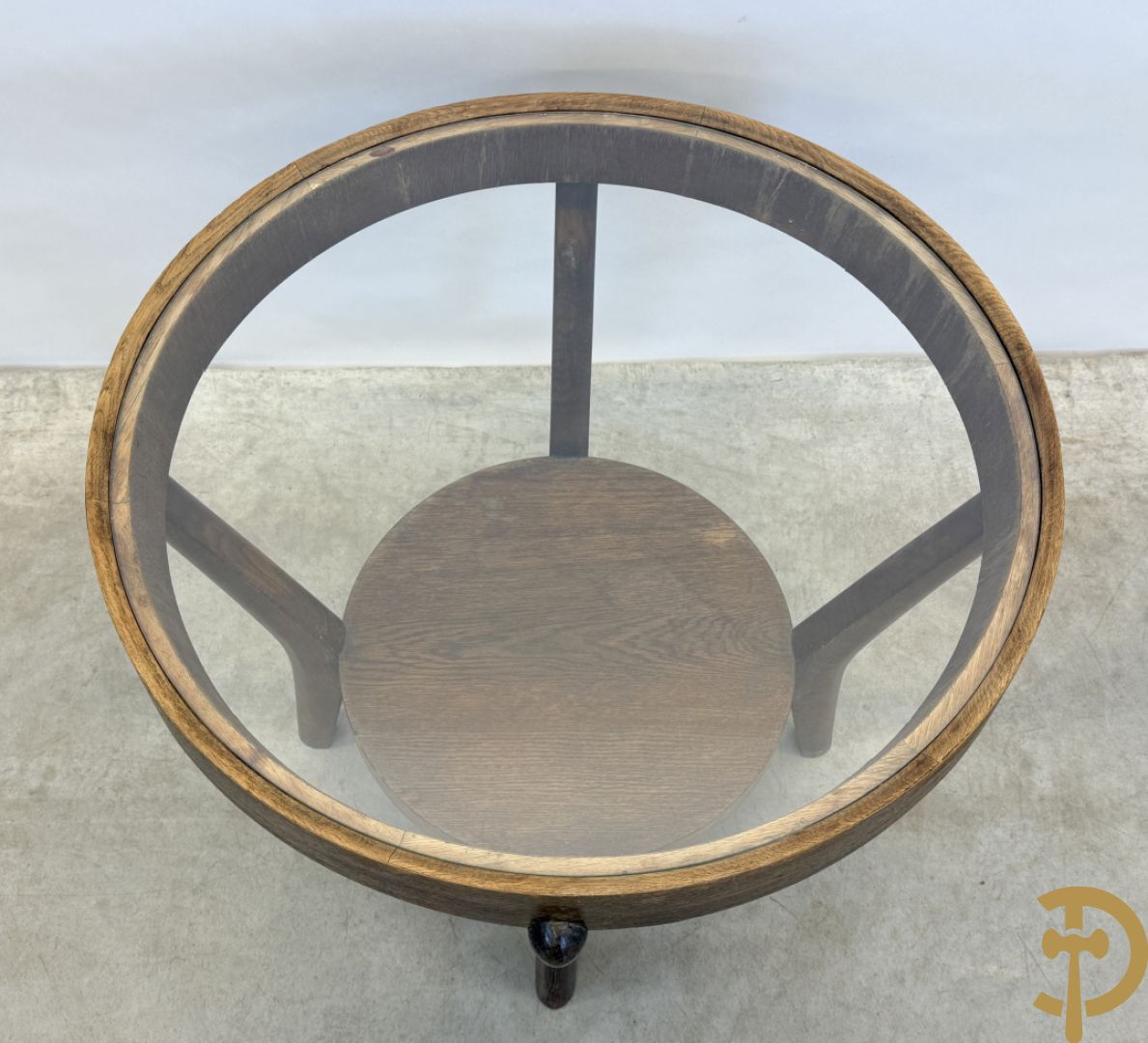 Design salontafel in gebogen gefineerd eikenhout jaren 