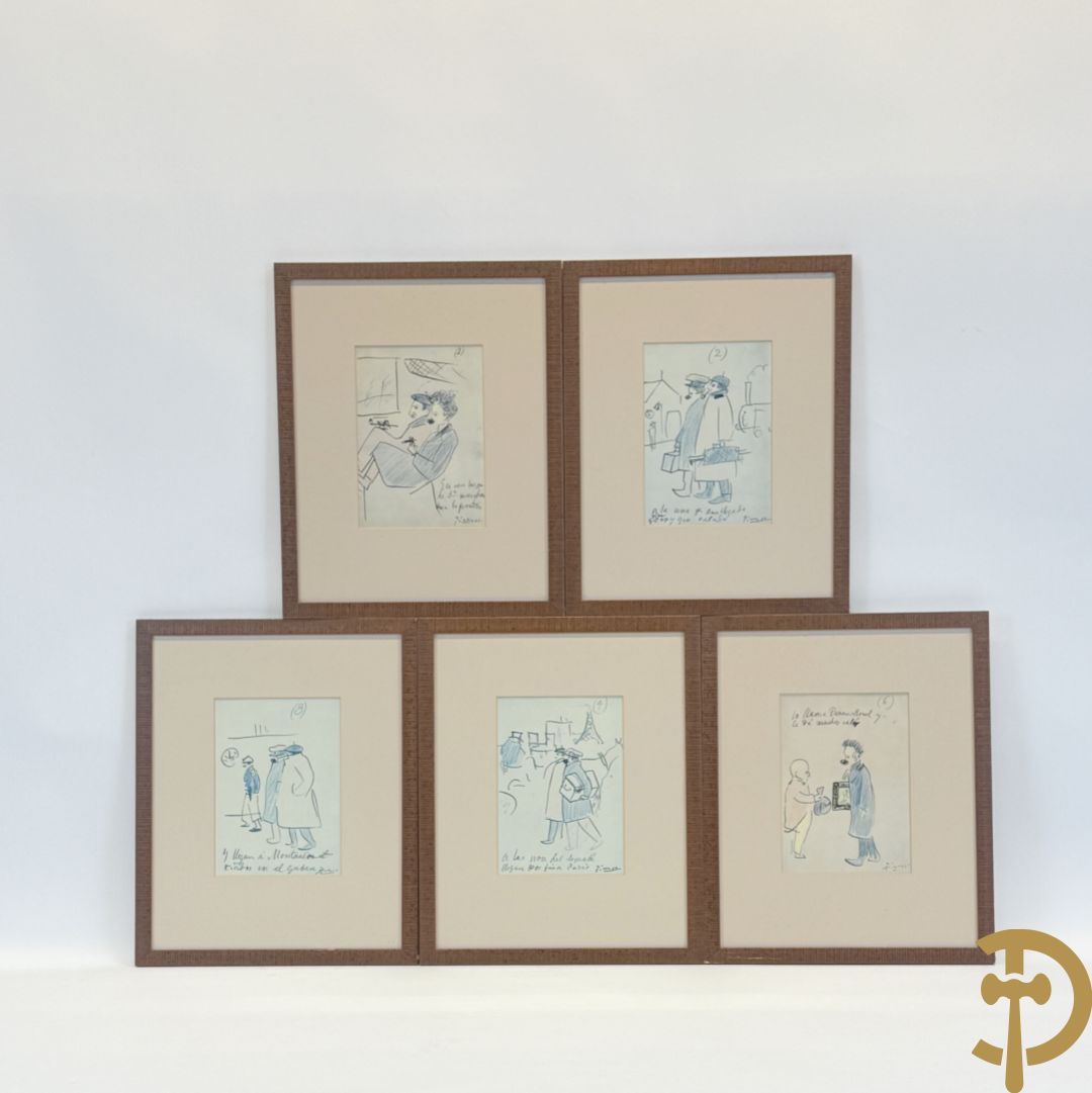 PICASSO (naar) Vijf ludieke prenten met personages - seriegrafieën