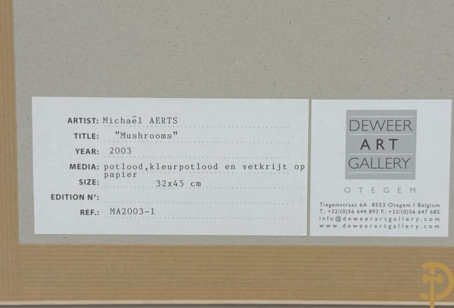 AERTS getekend (Michaël) verso gedateerd 2003 