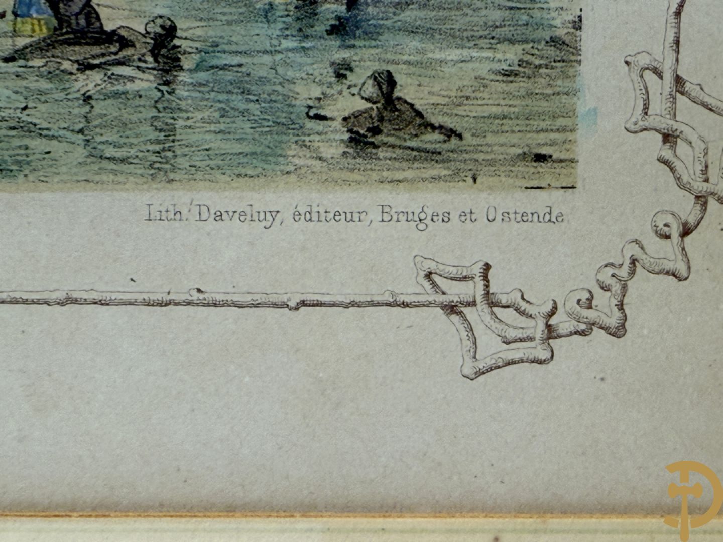 BORREMANS H. (4 stuks) en BUFFA (2 stuks) en CARSE (1 stuk) van - Zeven ingekleurde gravures van Oostende met o.a. Kursaal, vuurtoren, station en pier