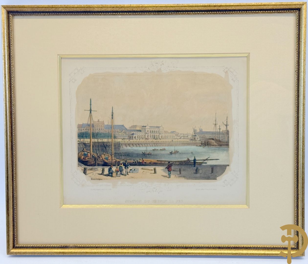 BORREMANS H. (4 stuks) en BUFFA (2 stuks) en CARSE (1 stuk) van - Zeven ingekleurde gravures van Oostende met o.a. Kursaal, vuurtoren, station en pier