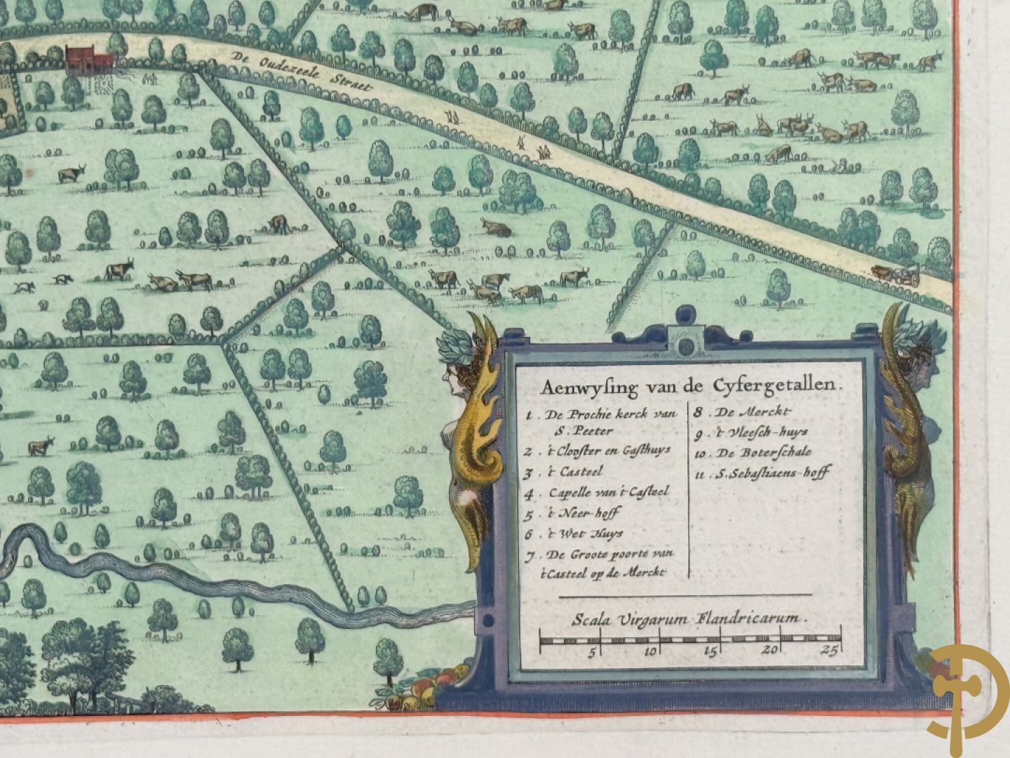 Oud ingekleurde kaart Blaue van Steenvoorde