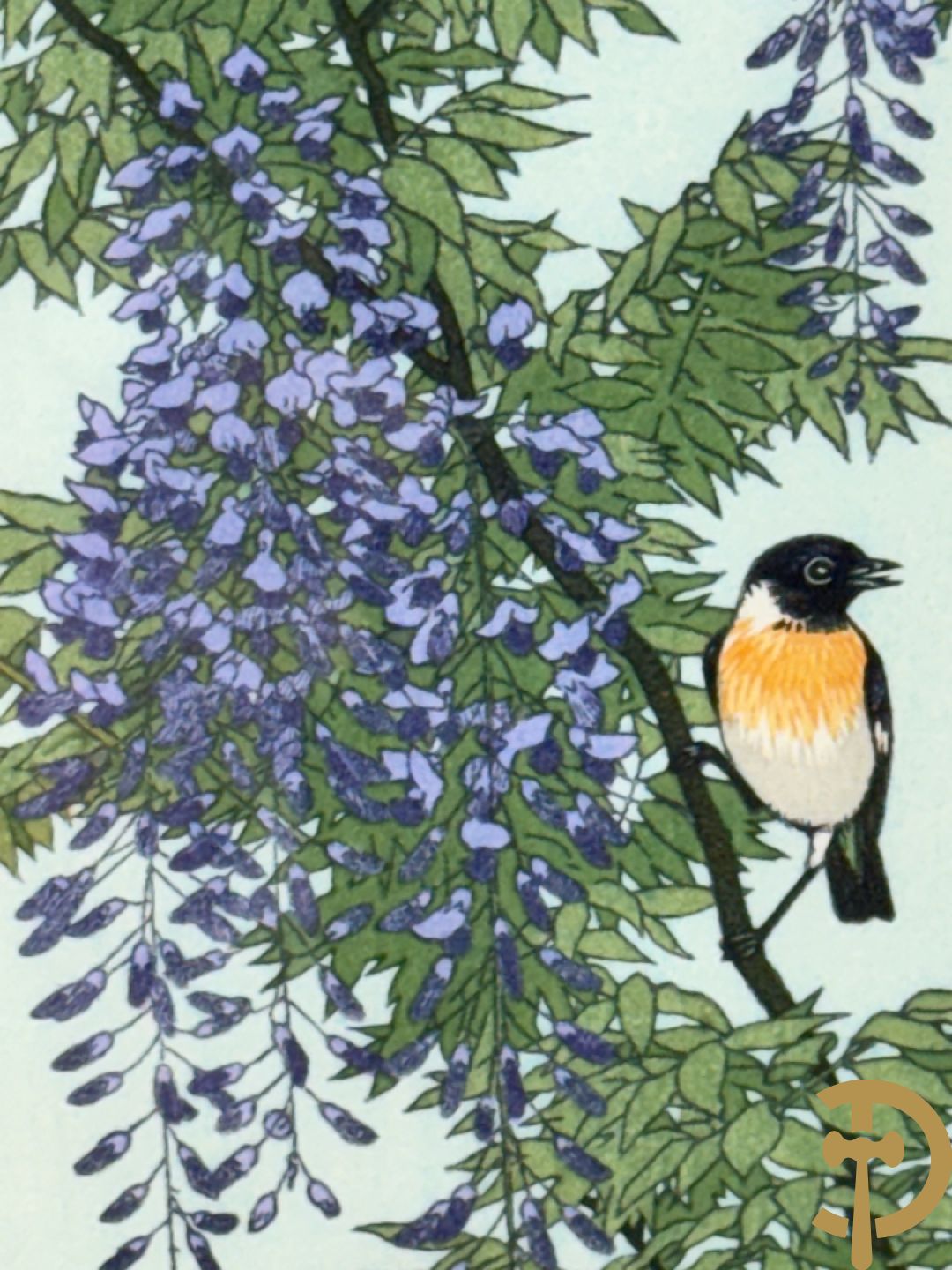 Zeven Japanse drukken met afbeeldingen van fauna en flora, gemaakt door The Franklin Gallery en getekend door Yoshida Toshi