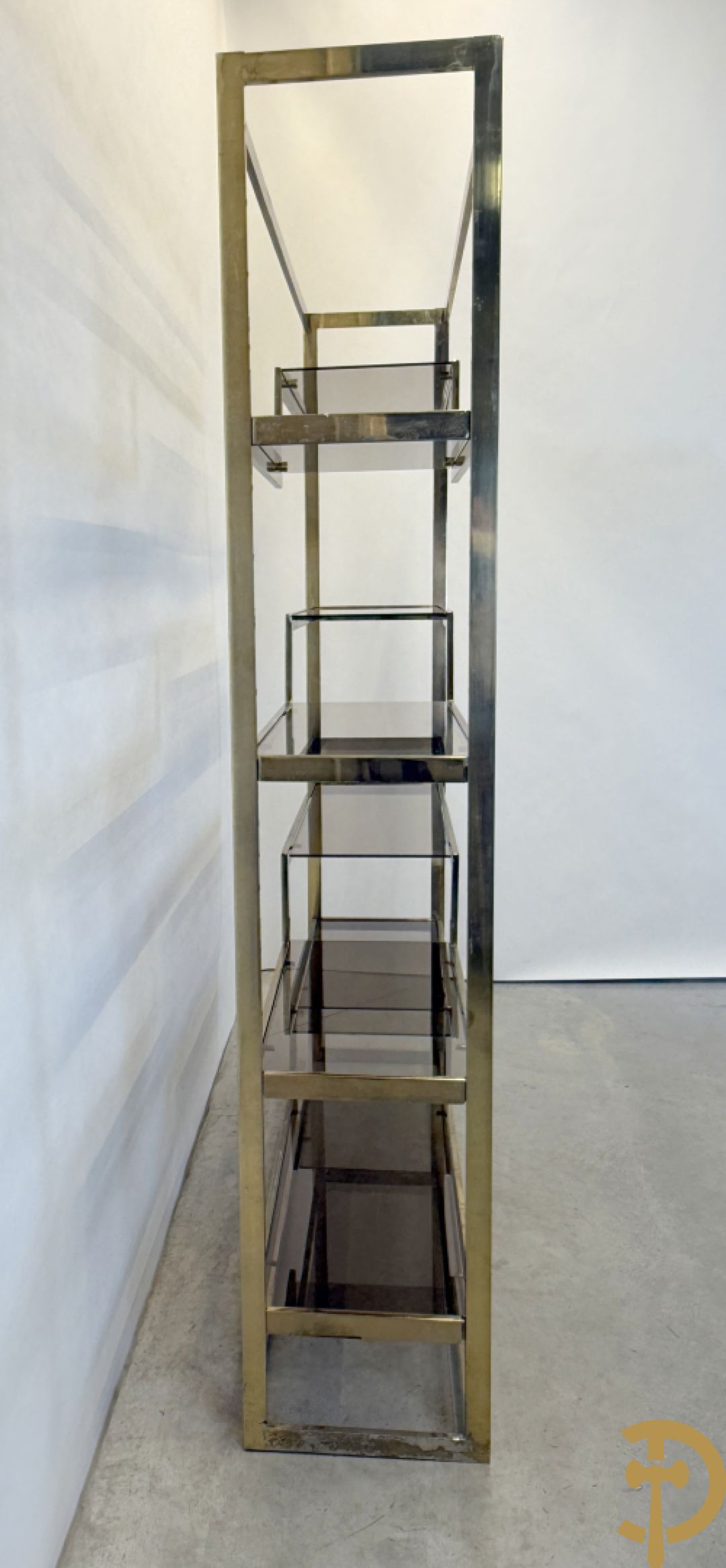 Etagère Belgochrom met fumé glas, jaren 