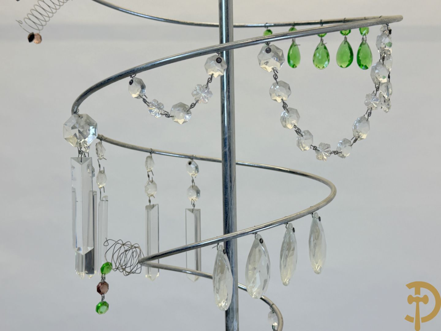 Vintage chromé luchter in spiraalvorm met bellen, Artemide gemerkt Milano Torno