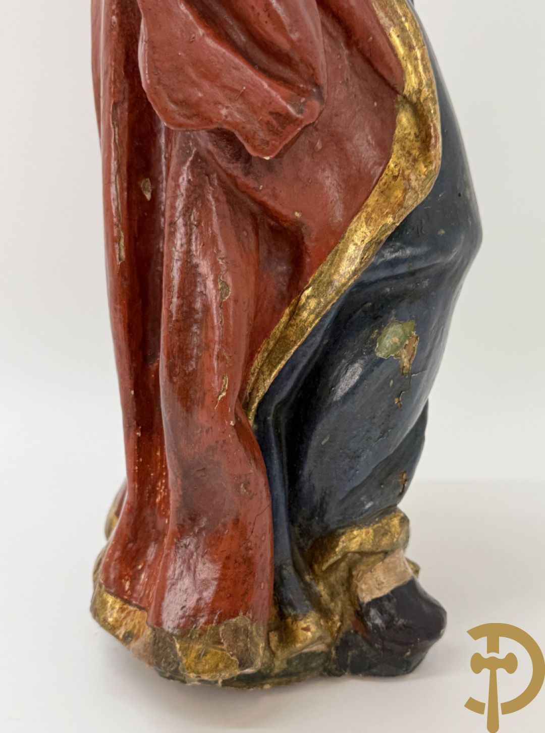 Gepolychromeerde houtsculptuur van Jozef met kindje Jezus