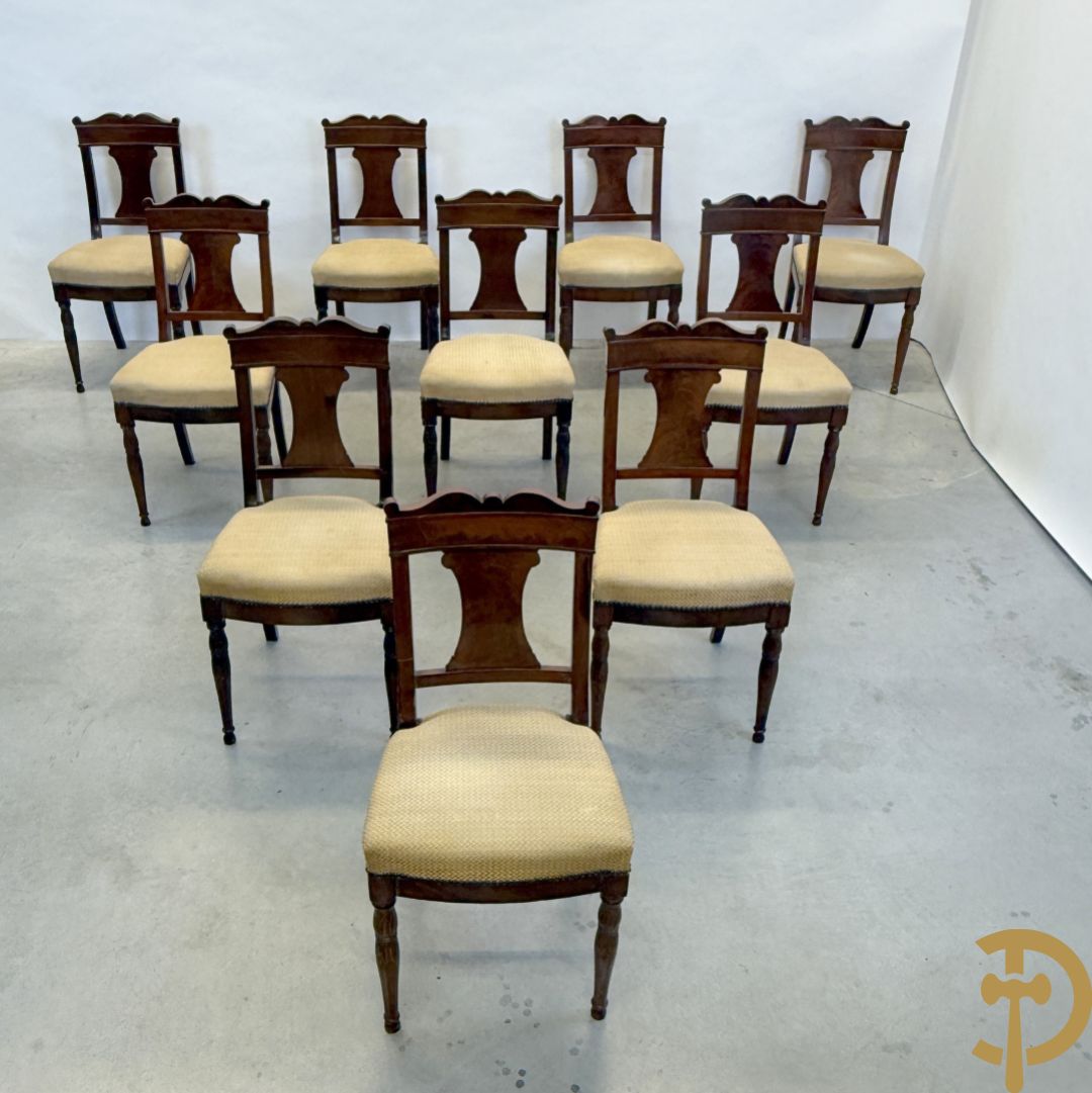 Tien mahoniehouten Charles X stoelen