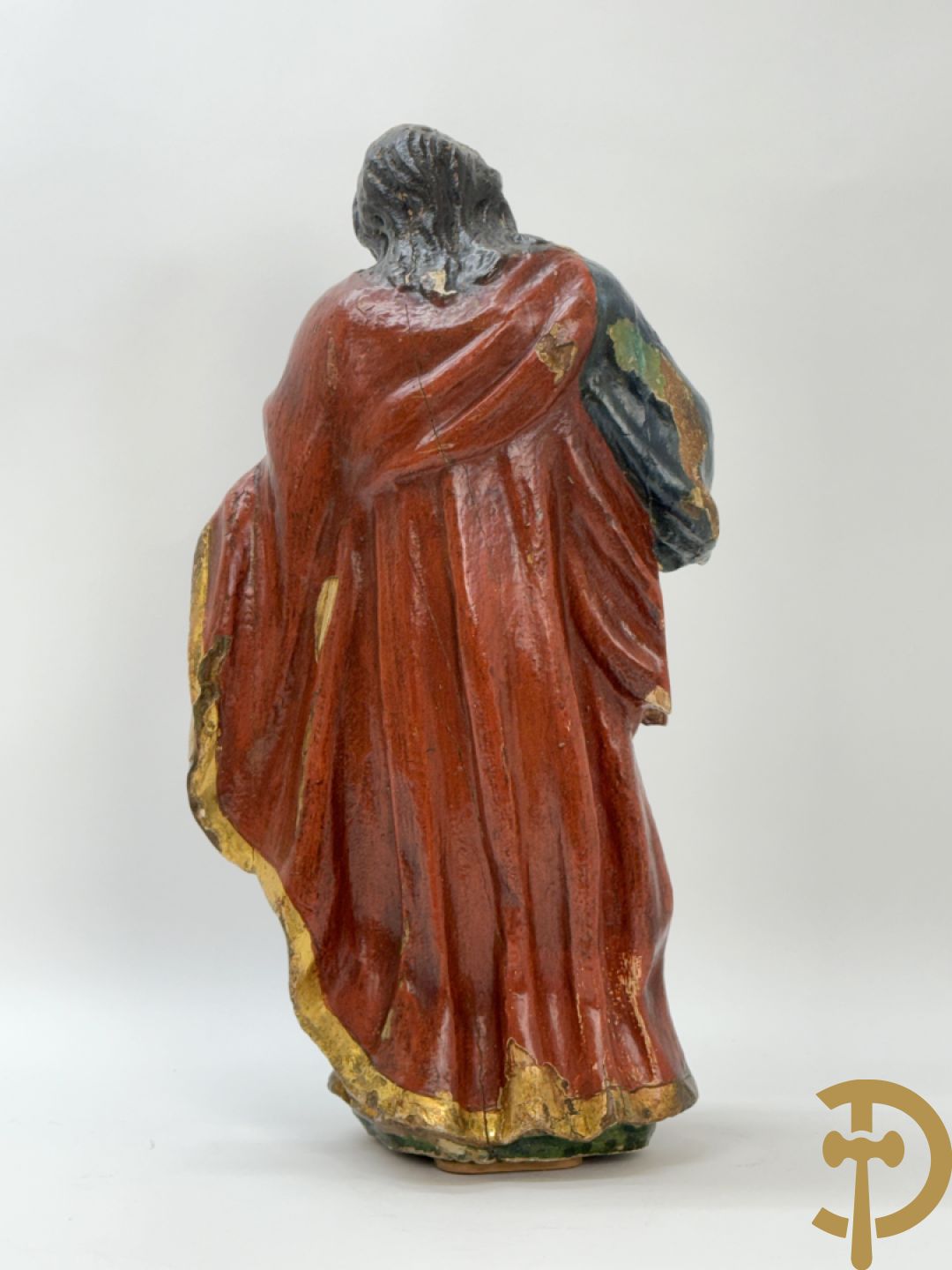 Gepolychromeerde houtsculptuur van Jozef met kindje Jezus
